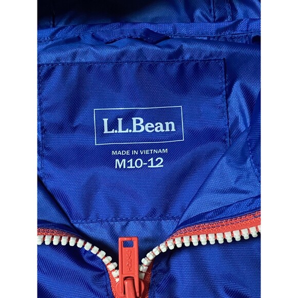 LL Bean kid's size 10-12 M 1/4 zip hooded windbreaker/rain nylon coat jacket - Picture 5 of 6